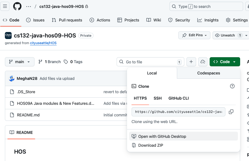 GitHub Desktop - main view